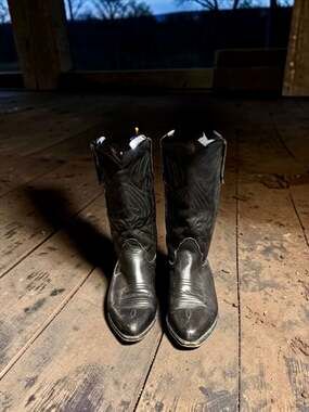 All Black Leather Cowboy Boots US 5.5Tony Lama Womens Rodeo Vintage 1101